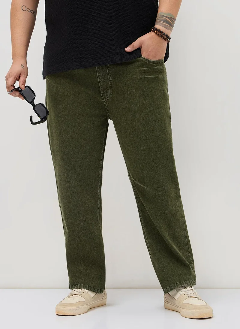Urbano Plus Men's Light Green Regular Fit Heavy Washed Denim Jeans Stretchable